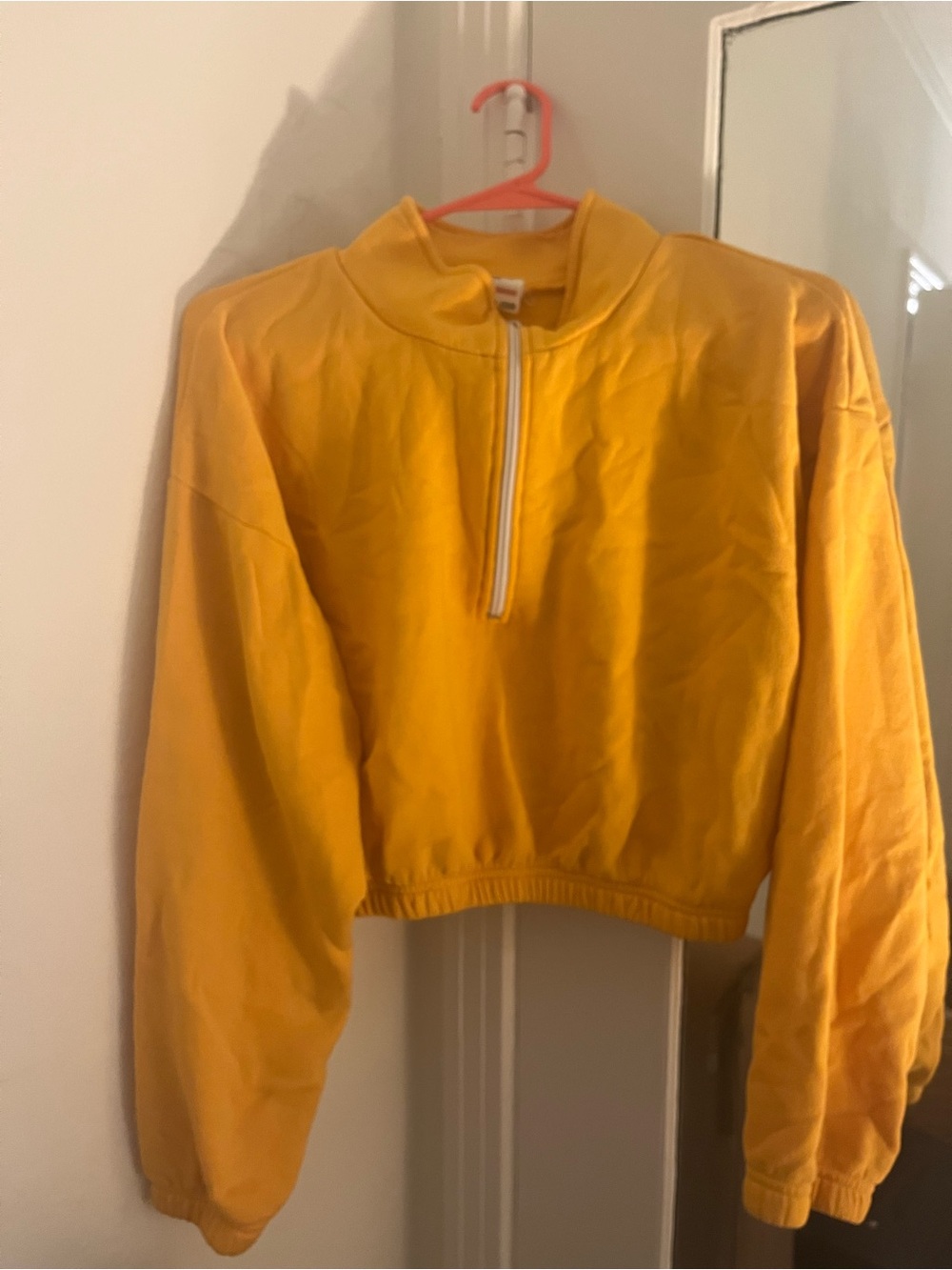 Los Angeles Apparel Cropped Half Zip Up Sweatshirt (Yellow)